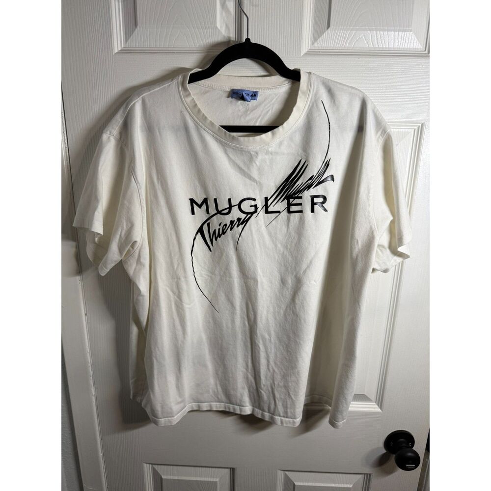 Mugler x H&M Thierry Mugler White Logo Graphic T-Shirt Size XXL